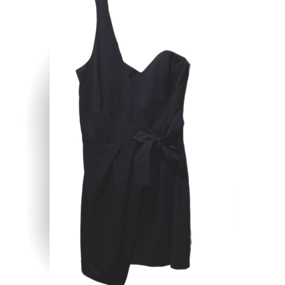 CLUB MONACO BLACK POLYESTER STRAPLESS/ONE-SHOULDER SIDE TIE DRESS SZ 4